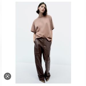 Zara Faux Leather Cargo Pants